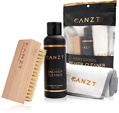 Canzt Kit Limpieza Zapatillas – Limpiador Profesional para Zapatos y Sneakers, Ideal para Piel, Ante, Nubuck y Textil, Incluye Cepillo y Paño de Microfibra