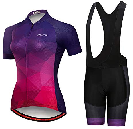 Dam cykling jersey set kortärmad snabbtorkande 5D vadderade cykelshorts