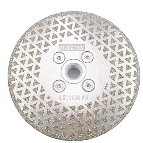 DT-DIATOOL Diamantscheibe 115 mm x M14 Doppelseitig Galvanisch Trennscheibe und Schleifscheibe für Harte Fliesen Keramik Feinsteinzeug Granit Marmor