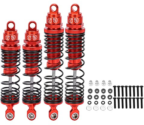 Dilwe 1/10 RC-Dämpfer-Stoßdämpfer, 4-teiliges RC-Metall-Stoßdämpferdämpfer Vorne und Hinten RC Stoßdämpfer RC-Auto-Ersatzzubehör Kompatibel für/Slash 1/10 RC-Autos(rot)