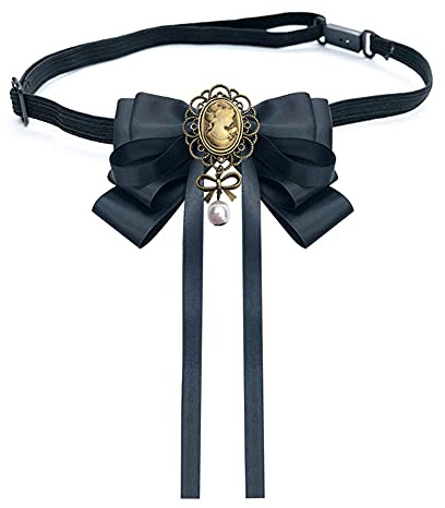 Elegtiskas Adjustable Pre-tied Bow Tie Ribbon Fabric Bowknot Necktie brooch Brooch Pin Collar for Women and Girls