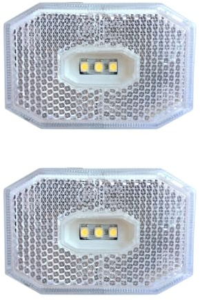 MelTruck LED Umrissleuchte 12V 24V E9 IP69 Reflektor Anhänger Trailer Wohnwagen LKW weiß Winkelhalter QS075 Schnellanschluss verpolungssicher stoßfest (1. Weiß, 2 Stück)