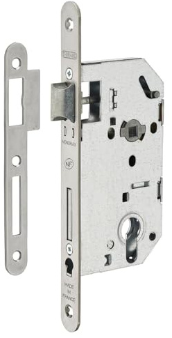 Boîtier de Serrure MONOMAX NF Axe 50 Version Cylindre 2 Tours - Coffre Galvanisé, Têtière Époxy Noir Granité - Modèle Encastrable pour Porte d'Entrée - Made in France - Finition Noire - THIRARD