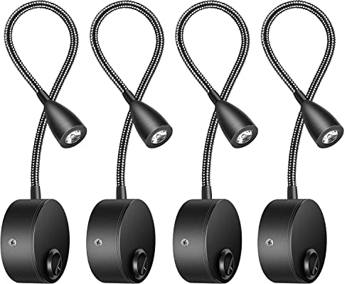 4 Pack Leselampe Wandmontage LED Bett Leseleuchte 3W Bettleuchte Schwanenhals Lampe warmweiß Hell Nachtbeleuchtung wandleselampe für Schlafzimmer