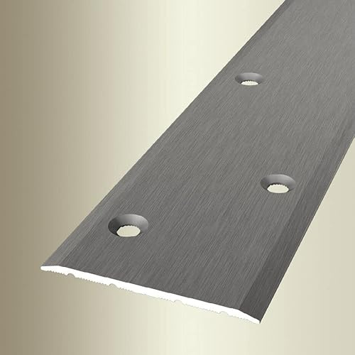 PROVISTON | Übergangsprofil | Breite: 60 mm | Höhe: 0-99 mm | Länge: 1000 mm | Aluminium eloxiert | Glatt | Edelstahl Fein Geschliffen | Versetzt Versenkt Gebohrt