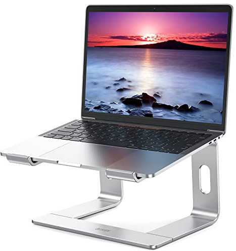 BESIGN LS03S Laptop ständer aus Aluminium, Ergonomischer Notebook-Ständer, Laptop ständer kompatibel mit 10-15,6 Laptops, Metall Silber