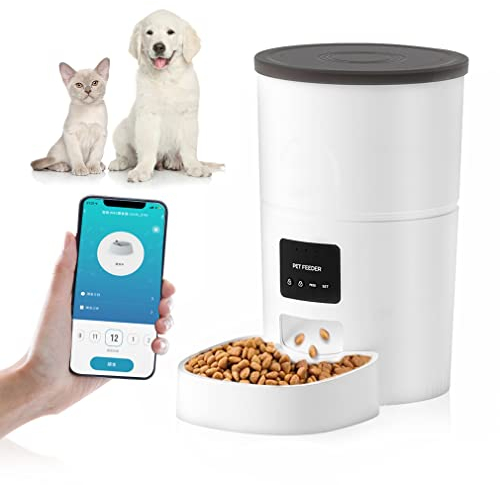 Pahajim Automatic Cat Dog Feeder 2.4G Wi-Fi Smart Pet Feeder 3L Timer Cat Food Dispenser App Control Electronic Cat Feeder Pet Wet Food Dispenser 1-12 Meals Per Day for Small Pet