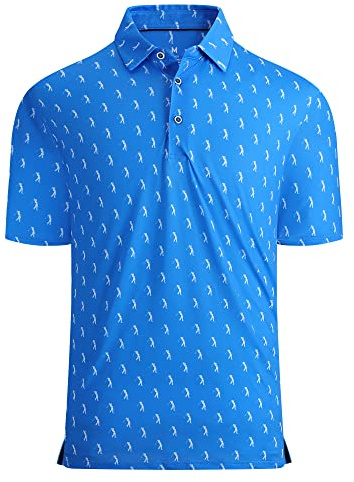 Alex Vando Mens Golf Shirt Moisture Wicking Quick-Dry Print Performance Polo Shirts for Men,Royal Sweep Men,M