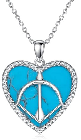 LONAGO 12 Sternzeichen Halskette 925 Sterling Silber Sternbild Astrologie Horoskop mit Erschaffener Türkis Anhänger Halskette