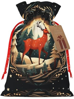 DURAGS Geschenktasche mit Kordelzug Merry Christmas, schicke Stoff-Geschenktüte für Weihnachten – ideal für jeden Anlass