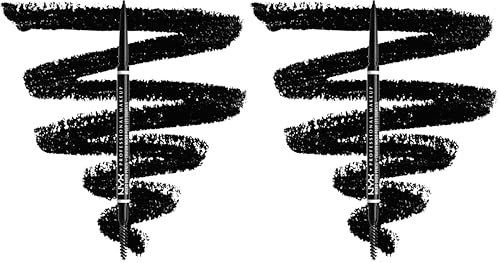 NYX Professional Makeup Augenbrauenstift, Micro Brow Pencil, Beidseitig mit ausdrehbarem Augenbrauenstift und Bürstchen, Vegane Formel, Farbton: Black (Packung mit 2)