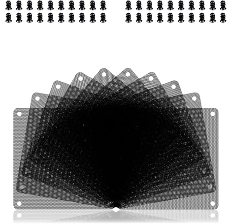 YIMATEECO Dust Filter 120mm PC Case Dust Mesh Filter for Computer Cooler Fan Cover, PVC PC Case Dustproof Mesh Cover Fan Grills with Screws for Computer Chassis Speakers (PVC, 120mm, 10pcs, Black)