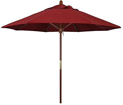 GLJTUO Sonnenschirm 7Ft/9Ft Sonnenschirm Terrassenschirm, Markttischschirm Aus Holz, Winddichter Leichter Strandschirm Am Pool Im Freien, Vier Farben (Winred 9Ft)