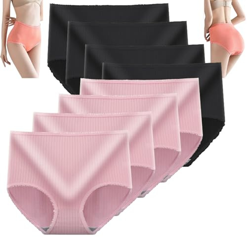 ALACEG Lot de 8 Culottes Anti-Fuite Taille Haute améliorées, Culottes Vicsecrets Absorbant l'humidité, Slips Grande Taille (8 PCS-D,XL)