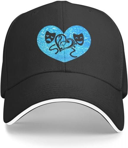 Baseballmütze Hip Hop Sonnenhut I Heart Musical Thespian Blau Glitzer Baseballmütze Weihnachtsmütze Militärmütze Mann Hip Hop Golfmütze Damenmütze Herren Geburtstagsgeschenk für Männer Frauen