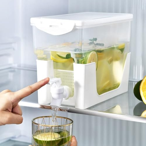 3.5L Drink Dispenser with Spigot, Plastic Beverage Dispenser Jug, Cold Drink Container with Lid and Stand for Party Drink, Juice, Iced Tea, Lemonade, Cold Brew