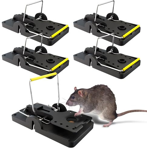 Hinrichs Rattenfallen 5 Stück - Wiederverwendbare Schlagfallen - Ratten Fallen - Hygienische Rattenschlagfalle - Falle für Haus & Garten - Rattenbekämpfung - Schlagfalle Ratte - Rattenfalle groß