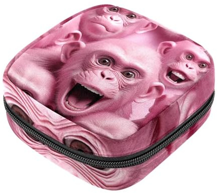Aufbewahrungstasche für Damenbinden, Pink Monkey Orang-Utan-41, Tampon-Reißverschlusstasche, Perioden-Tasche für Teenager, Mädchen, weibliche Menstruations-Geldbörse