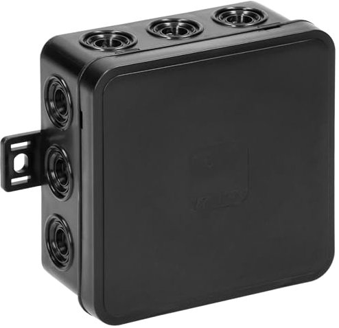 Miratic Scatola Derivazione Esterna IP54 Scatola Elettrica 100x100x41mm - 12 Pressacavi di Gomma Cassetta Elettrica Esterna Montaggio in Superficie (nero)