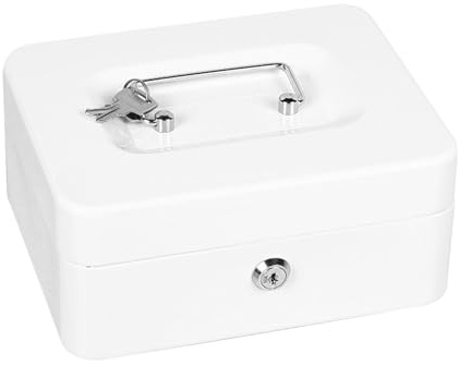 Caja Ignífuga de Gran Capacidad, con Cerradura, Mini Fuerte Portátil 2 Llaves para Almacenamiento en el Hogar, Oficina y Hogar (WHITE)