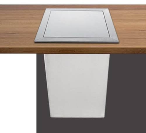 PUFAHAU Pattumiera Pattumiera Pattumiera da Incasso per mobili da Cucina, Pattumiera in Acciaio Inox 304 Coperchio da Incasso per Piano di Lavoro, Scivolo per rifiuti da 350 mm c(Silver)