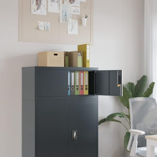 Xichuzi Aktenschrank Anthrazit 90x40x40 cm Stahl, Metallschrank, Werkstattschrank, Werkzeugschrank, Büroschrank, Lagerschrank, Garagenschrank, Stahlschrank
