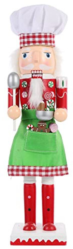 MAGICLULU Casse Noisette Arbre De Noël Chef Cuisinier Casse-Noix Décorations De Noël Casse-Noisette Salle des Décorations De Noël Dessin Animé Soldat Casse-Noisette Bois Green