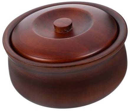 OSOLADY Bowl De Madera Con Tapa Para Ensaladas y Frutas Cuenco Decorativo De Madera Para Arroz Noodles y Sopas Utensilio De Cocina Práctico y Ligero