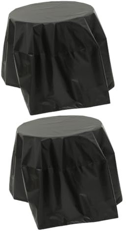 Kisangel 2 Piezas Cubierta Redonda para Fogatas Quemador Parrilla Gas Estante para Leña Al Aire Cocina Fosa Carbón Impermeable Bol Black Tela De Pastelería De Plata 210d