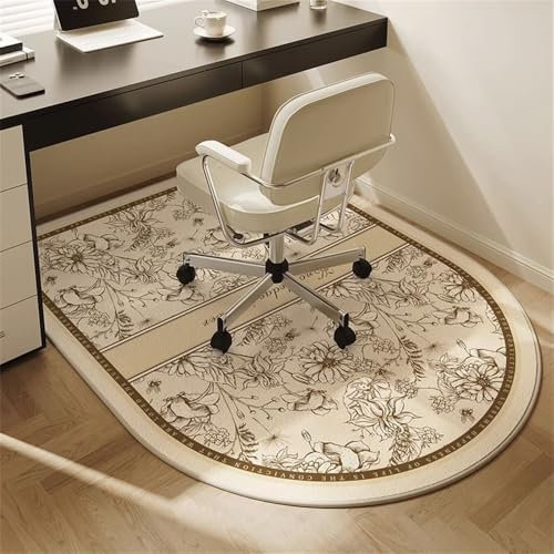 Odot Tappeto Per Sedia Da Ufficio, Tappeto Salvapavimento Antiscivolo per Pavimenti In Legno o Piastrelle Salvapavimento Protettivo Sedute Con Ruote Rotelle Lavoro Gaming (Fiori marroni,80 * 160CM)