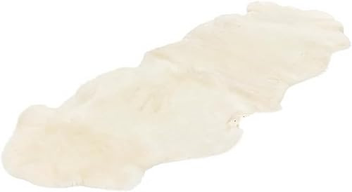 Vanuba Lammfell Weiß 180-200cm (Double) - Geschoren bis zu 3,5 cm Weich Schaffell Echt Groß - Fellteppich Weiß - Fell für Stühle - Schlafzimmer Deko Fell Weiss - Lambskin