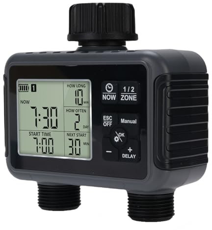 Sprinkler -Timer, 2 Outlet Programmierbares Wassertimer mit Regenverzögerung, LCD -Verdrehung, 3 Modi Outdoor Soaker Schlauch Timer, Automatisches Bewässerungssteuerungssystem für Gartenhof
