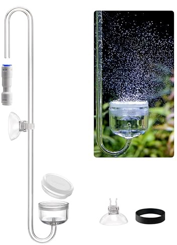 Clscea Aquarium Acryl CO2 Diffusor, S-Haken CO2 Zerstäuber Blasenzähler mit austauschbarer Scheibe und Schnellstecker für Aquarium Pflanzentank, 40 cm (L)