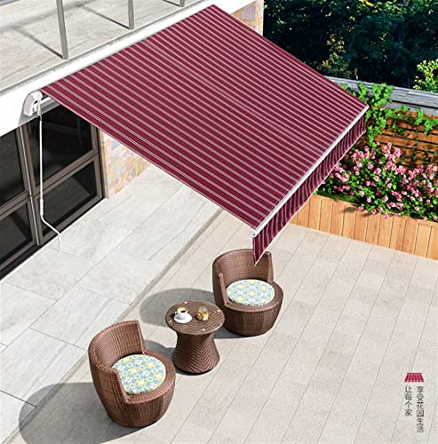Tenda da sole retrattile per esterni, manuale/elettrico, copertura in poliestere impermeabile, facile installazione domestica/aziendale, disponibile in 39 misure (colore scuro)