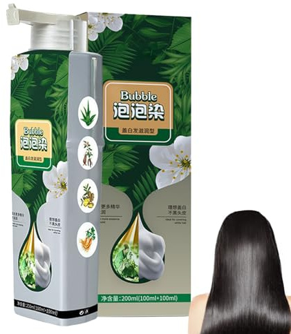 Natürliches Pflanzenhaarfarbstoff 100ml Blasenpflanze Haarfarbstoff für graue Abdeckung Farbe für Männer Frauen Färbencreme sanft sicher für Kopfhaut ＆ Schwarz