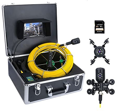 Endoscopio, 7 pollici DVR 30M 1080p HD Dual Lens Drein Drein fognature conduttura industriale Endoscopio for tubo Videocamera con 1 6G SD. Carta(30m)