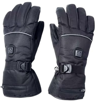 Parliky Beheizte Skihandschuhe Mit 3 Heizstufen Verstellbare Heizhandschuhe Aus Verschleißfestem Material Fünf Finger Handschuhe Für Outdoor Und Indoor Nutzung Größe s Schwarz