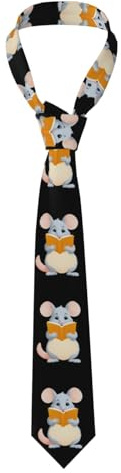 YYHWHJDE Kleine Maus liest ein Buch, Muster, Herrenkrawatte für Business, Alltag, Arbeit, Geburtstage, Hochzeiten, Partys, Bankette, pflegeleicht, 144 x 7,9 cm