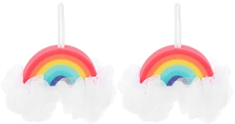 Regenbogen Badekugeln für Hausgebrauch Hautpflege Schwamm | Sponge und Pe, Sanfte Reinigung und Hautpeeling, für Erwachsene und Kinder, 2 Stück