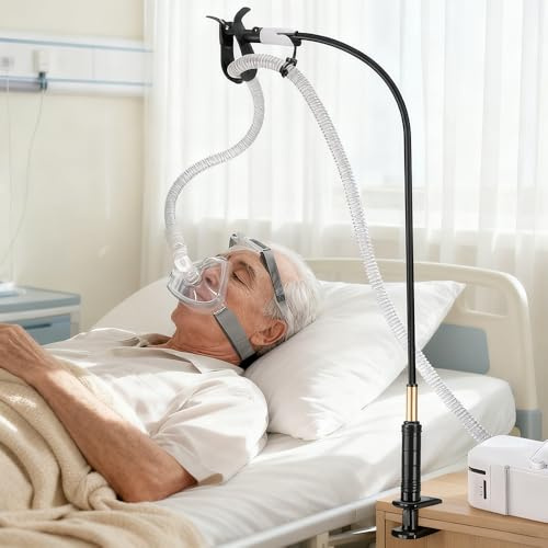 Weciau CPAP slanghållare, CPAP slanglyftning och slangstöd, justerbar svanhalshållare, robust flexibel förhindrar slangar läckage trassel, sängar skrivbordsstolar