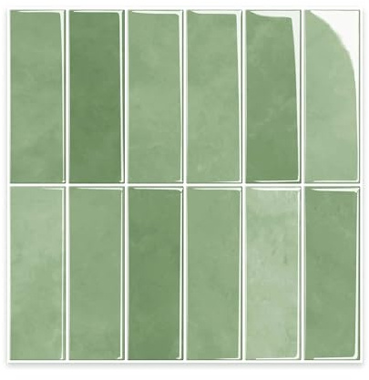 Alwayspon 10 Stück 25,4x25,4 cm Olive Grün 3D Vinyl Wandfliesenaufkleber, Abzieh- und Aufklebe-Selbstklebend Wasserdichte Spritzschutzfliesenaufkleber für Küche, Badezimmer, Wand