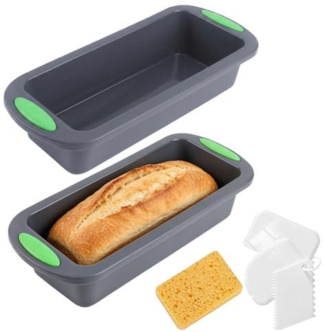 2 Stück Silikon Brotbackform, Antihaft Brotbackformen BPA-frei 28x12.5x6cm | Kastenform Kuchen Silikon Backform Kasten,Backform Silikon Kastenform,Brotform Silikon für Kuchen und Brote,Dunkelgrau