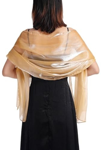 KIJSKKOPO Sciarpe E Stole in Chiffon per Abiti da Sera da Donna, Sciarpe Leggere E Trasparenti Scintillanti, Stole in Organza Setosa, Eleganti Boleri E Coprispalle per Feste, Balli, Cocktail, M