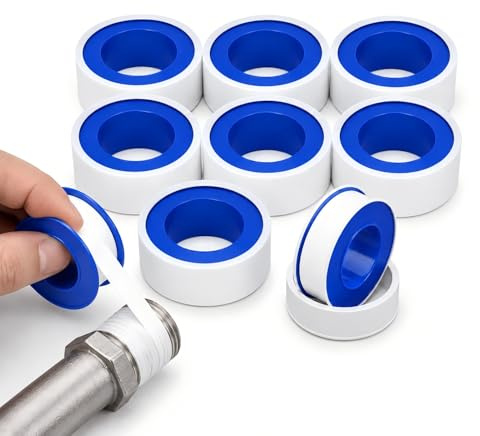Terraxis 8 Rollen PTFE Dichtungsband, 12 mm x 10 m Gewindedichtband, Sanitär Rohrdichtband für Wasserleitung, Rohrgewinde, Wasserhahn, Armaturen, Küche, Bad, Dusche, Pool, Heizung, Weiß