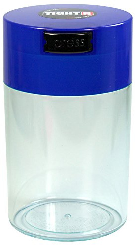 Tightvac 1 oz to 6 ounce - Patented Airtight Container | Multi-use Vacuum Container Works as Smell Proof Containers for Herbs and Dry Goods. Dark Blue Cap and Clear Body