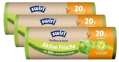 3x Swirl Aktive Frische Müllbeutel 20L (12 stk./Rolle) - Höhe 51cm