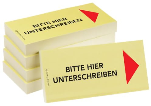 PRICARO Haftnotizen Bitte hier unterschreiben, Pfeil rechts, 100 Blatt, 5 Stück