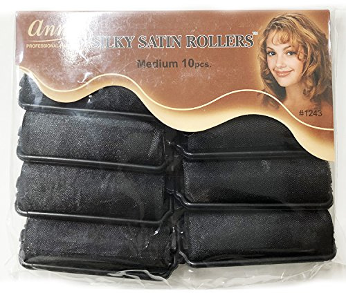 Annie Silky Satin Foam Rollers #1243, 10 Count Black Medium 7/8 Inch