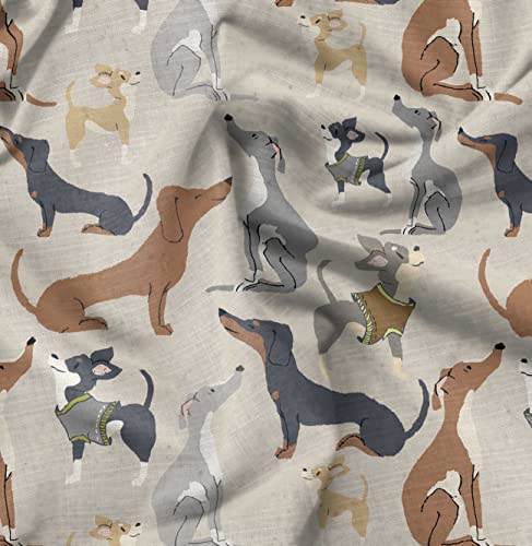 Soimoi Weib Baumwolle Batist Stoff niedlich Hund Stoff Meterware 42 Zoll breit