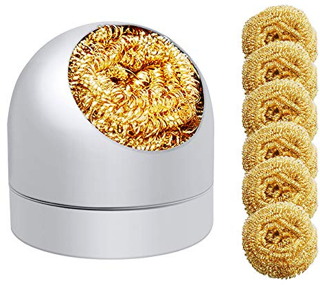 Lötspitzenreiniger Lötkolben-Spitzenreiniger Messing-Spitzenreiniger-Kit und 6PCS-Messingkugel-Draht-Typ mit 1PC-Kugelschalenhalter zum Reinigen von Lötkolben und Spitzen